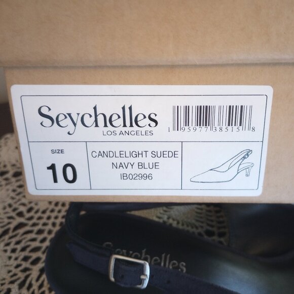 Blue Suede Kitten Heel Slingback Pointed Toe Pumps sz 10 NIB - Picture 3 of 3